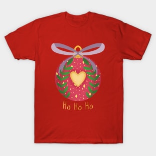 Christmas tree red ornament with heart T-Shirt